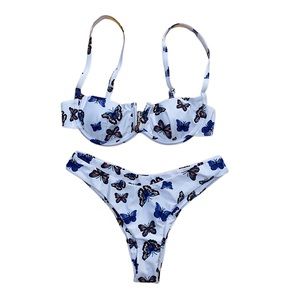 Shein Butterfly Print Underwire 2-Piece Bikini